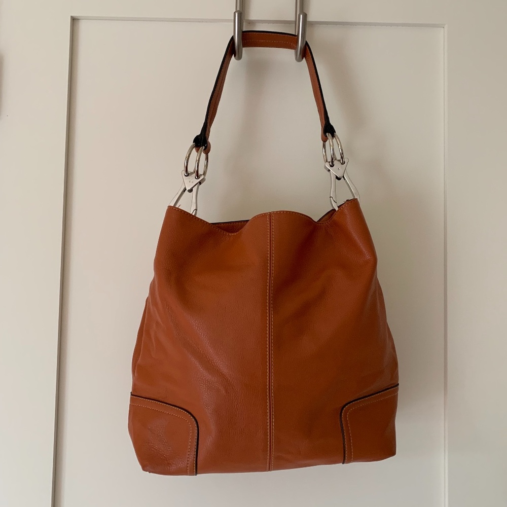 PLEATHER SHOULDER BAG PURSE BURNDT ORANGE
